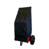 a black object with a red wheel on a black background