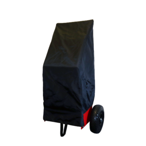a black object with a red wheel on a black background