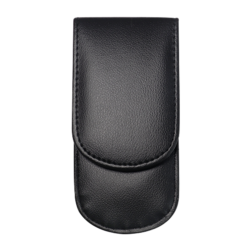 POU01_closed_website a black leather wallet on a white background