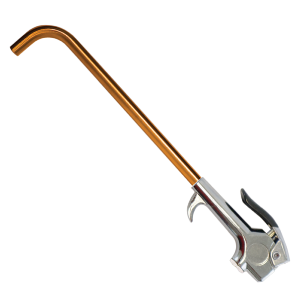 a close up of a tool with a long handle on a white background