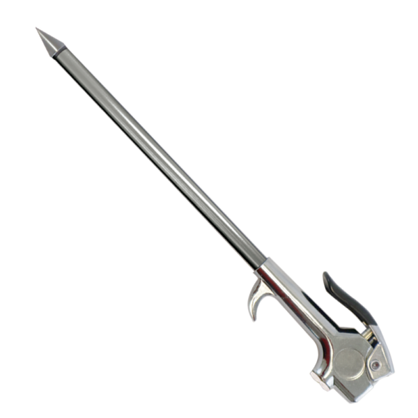 silver air scraper blow gun on a white background