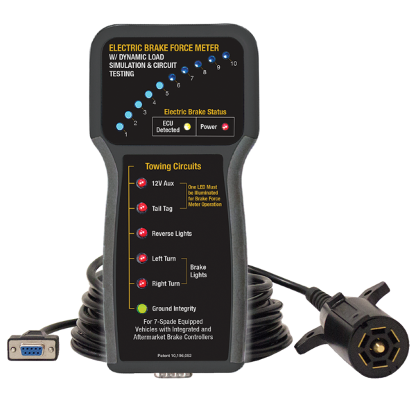 a black device that says ' electric gear force meter ' on it